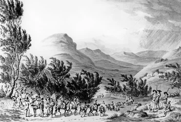 Serra de Estrella oder de Neve, der Marsch des Gepäcks, das der Armee folgt, 16. Mai 1811, graviert von Charles Turner, 1815